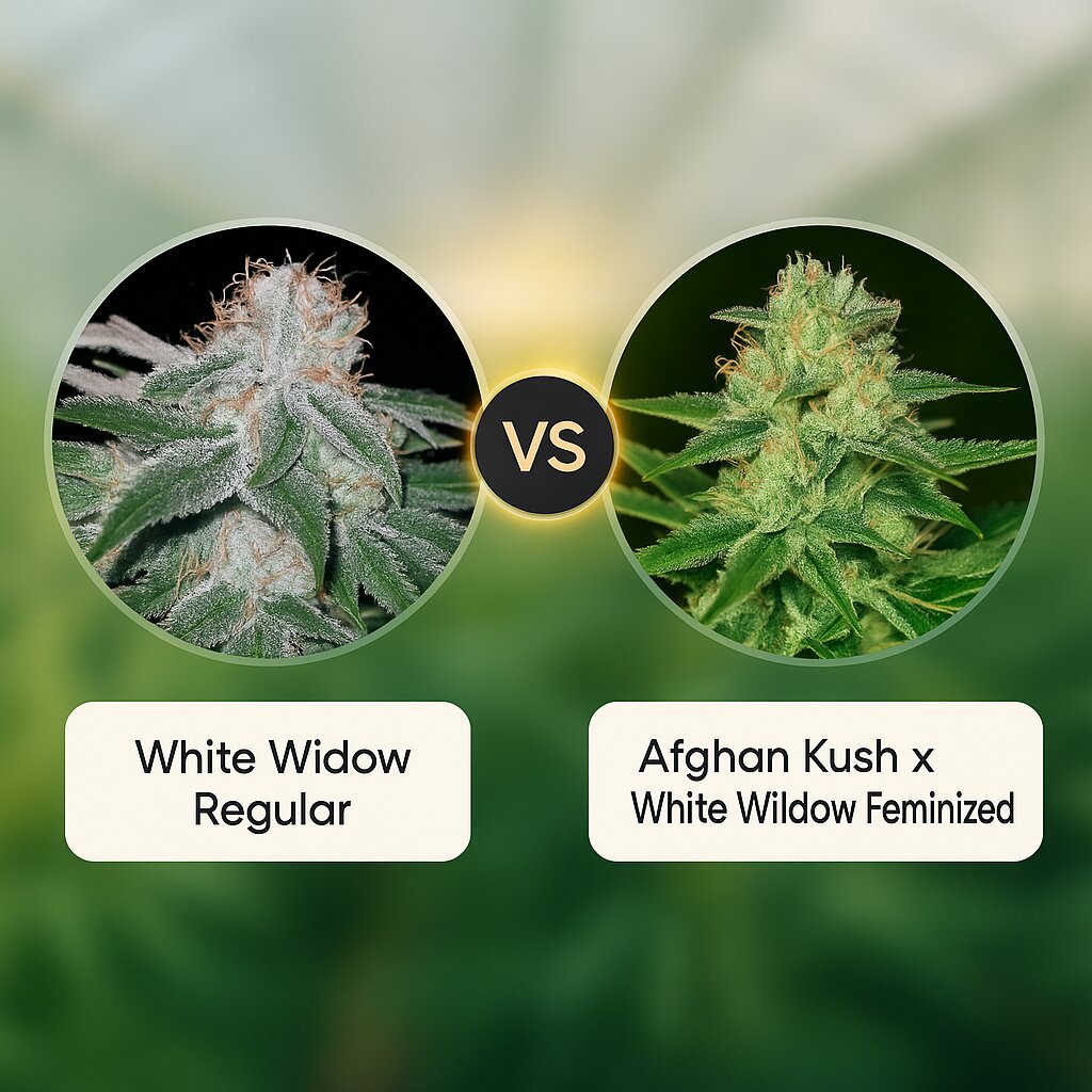 White Widow (Seedsman) vs Afghan Kush x White Widow (World of Seeds) cannabis seeds comparison